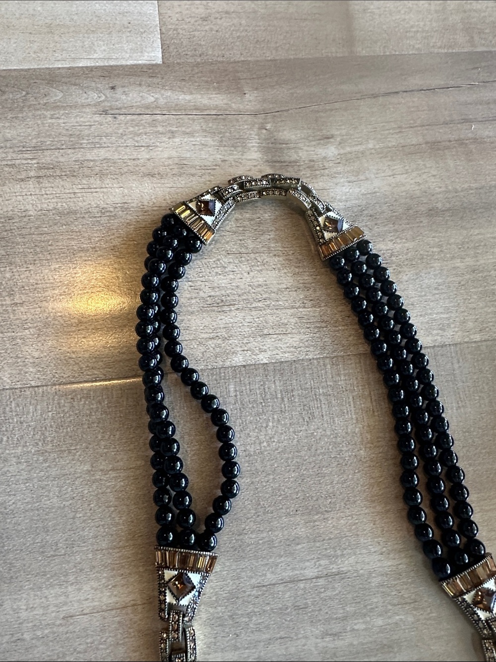 Heidi Daus Black Multi-Strand Beaded Necklace with Gold Accents - Picture 3 of 5